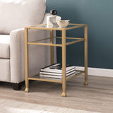 Sei Furniture Jaymes Metal & Glass 3-Tier End Table, Soft Gold