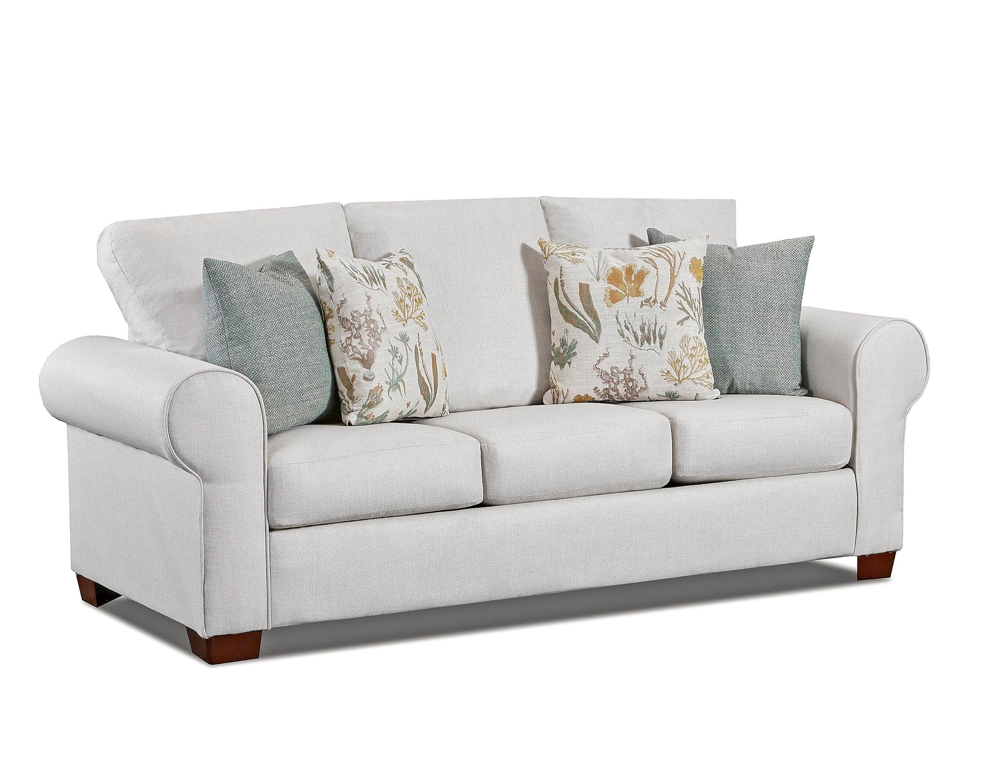 American Furniture Classics Beaujardin Sleeper With Four Throw Pillows Sofas, Soft Washed Cream Tweed