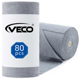 Veco Microfiber Cleaning Cloth Roll 80 PCS Gray, 12inch x 12inch