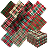 Hahafelt 10 Pcs Vintage Plaid Christmas Quilting Fabric 18 x 22 Inch Retro Homespun Fabric Jelly Squares Lattice Rustic Precut B