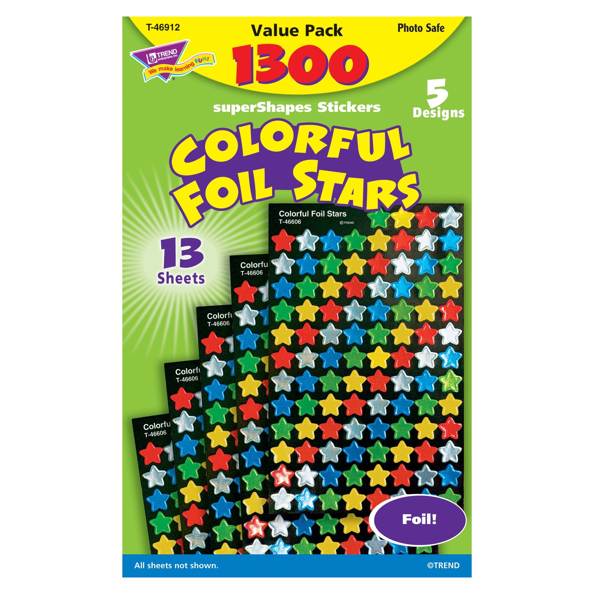 Trend Enterprises, Inc. Colorful Foil Stars Supershapes Value Pack, 1300 Ct