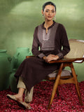 Libas Women'S Wool Yoke Design Straight Kurta (58149W Brown Brown 2Xl