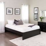 Prepac Select Queen 4-Post Raised Platform Bed with Under Bed Storage Space, Modern Queen Storage Bed 83 D x 63 W x 16 H, Black,