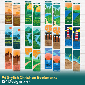 Only Zest 96 Pack Christian Bookmarks with Inspirational Bible Verses, Unique, Vibrant Bible Bookmark, Bulk Christian Gifts for
