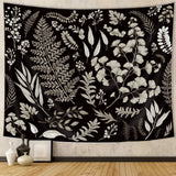Botanical Tapestry Black Leaves Eucalyptus Vintage Simple Sage Wall Hanging