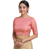 OOMPH! Women's Art Silk Solid 3/4 Sleeves Saree Blouse (rbbl17xxl_Blush Pink_2XL)