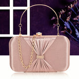 Adisa Bow Formal Party Clutch With Gold Chain For Women And Girls (Cl102-Pin_Pink Taupe),Pink Taupe,,B0CLJHXW6M