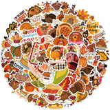 JULBEAR Fall Stickers, 200PCS Thanksgiving Non-Repeating Vinyl Turkey Stickers for Water Bottles, Envelopes, Scrapbooking, Craft