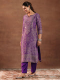 Libas Women'S Silk Blend Kurta Set (49330 Purple M