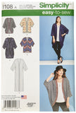 Simplicity US1108A Misses Kimono and Cardigan Sewing Pattern Kit, Code 1108, Sizes XXSXXL