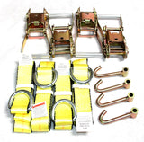 GRIPON (Pack of 8) 2 x8' Lasso Strap with 2 Ratchet and J Finger Hook Tie Down