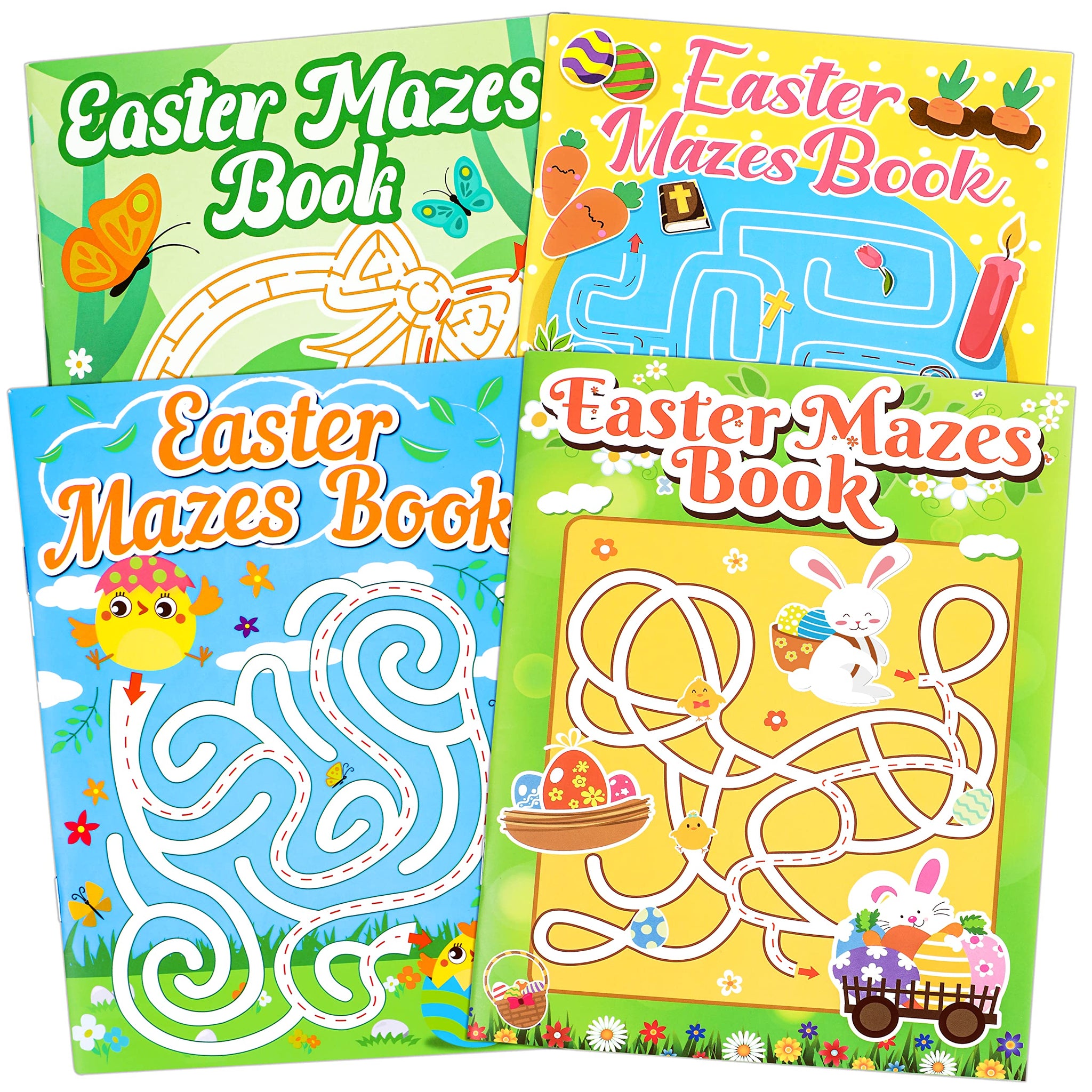 Winrain 4PCS Easter Basket Stuffers Maze Books for Kids, Children Crafts Games Activities, Ages 3-5, 4-8, 6-8, 8-12(160 Mazes of