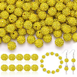200pcs 10mm Rhinestone Beads for Jewelry Making, Yellow Shiny Round Disco Ball Beads Bulk, Sparkle Crystal Clay Christmas for Br