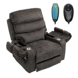 JIKFRIMA Dual Motor Power Lift Recliner Chair for Adults Elderly, Lay Flat Faux Leather Recliners with Massage Heating, Infinite
