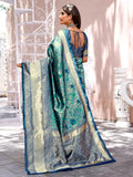 Leriya Fashion Womens Pure Jacquard Banarasi Kanjivarm Cotton Silk Saree With Blouse Piece | (Green)