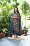 Gosriki Women'S Rayon Viscose Printed Straight Kurta With Pant & Dupatta (Vahali Blue-Gs_M_Blue_Medium),Blue,,B0FDBJC866