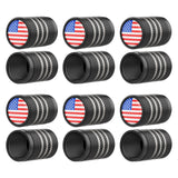 Tire Valve Stem Caps-12 Pack Color Flag,Anodized Aluminum with Rubber Ring Inside Corrosion Resistant and Leak-Proof,Universal D