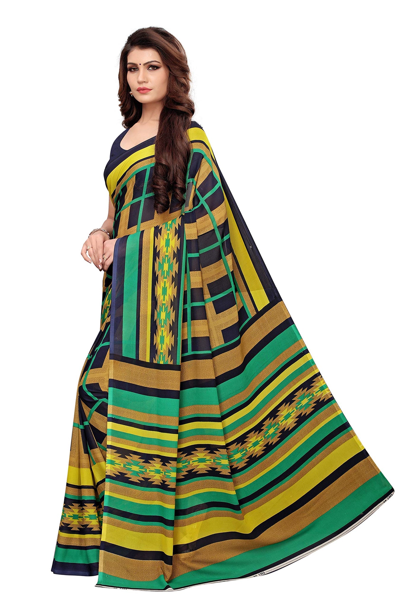 Anni Designer Women'S Blue Color Semi Georgette Printed Saree With Blouse Piece(Aakruti-310_Free Size),Blue,Free Size,Semi Georgette,with blouse piece,Saree