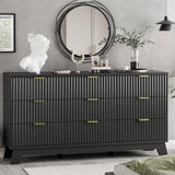 Xixini Fluted Dresser for Bedroom with 9 Drawers, 57 Wide Chest of Drawers with Metal Handle, Modern Wood Dresser TV Stand, Wood