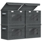 Univivi Fabric Foldable Storage Boxes with Lids [4-Pack] Large Stackable Storage Bins, Closet Organizers and Storage Cube Storag