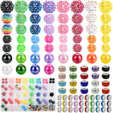 Funtopia Beads for Pens Keychains, 200pcs Bubblegum Focal Beads for Beadable Pens, 12mm 16mm 20mm Rainbow Acrylic Chunky Beads w