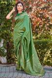 Glory Sarees Womens Banarasi Silk Saree With Blouse Piece (Banarasi_Saree134_Green)