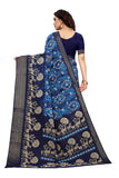 Gosriki Women'S Linen Cotton Floral Printed Saree With Blouse Piece (Yajna Blue_Blue),Blue,,B097ZPWVCH