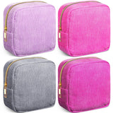 Dansydaisy 4 Pcs Sanitary Napkin Storage Bag Corduroy Period Bag for School Teen Mini Makeup Preppy Cosmetic Wallet Set for Wome