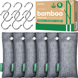 Activated Charcoal Odor Absorber,6 Pack Nature Odor Eliminator for Shoes, Bamboo Charcoal Air Purifying Bags,Shoe Deodorizer and