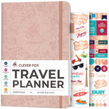 Clever Fox Travel Journal - Vacation & Trip Organizer with Budget Plan, Packing List, Travelling Expense Tracker, A5 (Rose Gold)