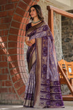 Leriya Fashion Womens Pure Jacquard Banarasi Kanjivarm Cotton Silk Saree With Blouse Piece | Saree (Purple)