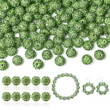 LAIDANLA 120pcs 10mm Light Green Rhinestone Beads Baseball Beads for Crafting, Shiny Round Shamballa Disco Beads, Sparkle Crysta