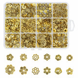 600pcs Gold Beads Caps for Jewelry Making 12 Type Metal Flowe Spacer Beads for Bracelet Necklace Jewelry Making