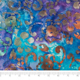 Singer Fabric - 100% Cotton, Batik Collection, Green and Purple Flower, 42 Inches, 2 Yard Precut