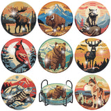 cupmod 8PCS Animal Diamond Art Coasters Kit with Holder,National Park Landscape Diamond Painting Coasters,Small Diamond Art Kits