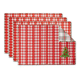 DII Jolly Christmas Tree Collection Holiday Table & Kitchen D cor, Reversible Placemat Set, 13x19, Christmas Red, 4 Piece