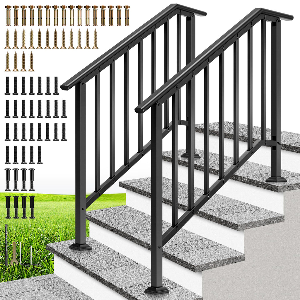 Outdoor Reader Rails VIVOHOME 2-Pack Galvanized Steel Hand Rails for Outdoor Steps - 40.6 B ...