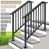 VIVOHOME 2-Pack Galvanized Steel Hand Rails for Outdoor Steps - 40.6 Black Oval and Safety Balusters Exterior Railing Kit for Po