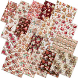 HunnmingRe 20 Pcs 10 x10  Christmas Gingerbread Man Quilting Fabric Square Xmas Tree Santa Candy Cane Quiltted Fabric Bund