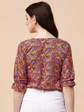 Wedani Women'S Casual Puff Sleeves V Neck Foral Top (Large Multi),Multicolour,L,Polyester,Western,