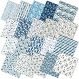 HunnmingRe 20 Pcs 10x10 Blue Winter Quilting Fabric Square Woodland Christmas Quiltted Fabric Bundle Snowy Day Snowflake Sno