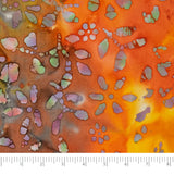 Singer Fabric - 100% Cotton, Batik Collection, Red and Orange Flower, Cut by The Yard, 42 Inches