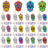 Supervitae 72 Piece Sugar Skull Pre Drawn Canvas Kit 5.9 Dia De Los Muertos Sip and Paint Kit for Adults Painting Party Pre Prin