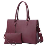 Laptop Bag for Women 17 inch Casual Work Bags with USB Charging Port Laptop Tote Bag with Clutch Purse (Fuchsia)