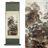 FOVNOT Chinese Landscape Painting Decor, Asian Decor for Home Beautiful Silk Scroll Painting Chinese Vertical Wall Art Oriental 