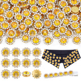 130 PCS 12MM Sew on Rhinestones for Bedazzling, Citrine Crystal Flower Shape Claw Flatback Rhinestones for Crafting, Glass Rhine