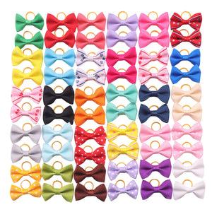 Yaka 60Pcs (30 Paris) Cute Puppy Dog Small Bowknot Hair Bows With Rubber Bands Handmade Hair Accessories Bow Pet Grooming Produc