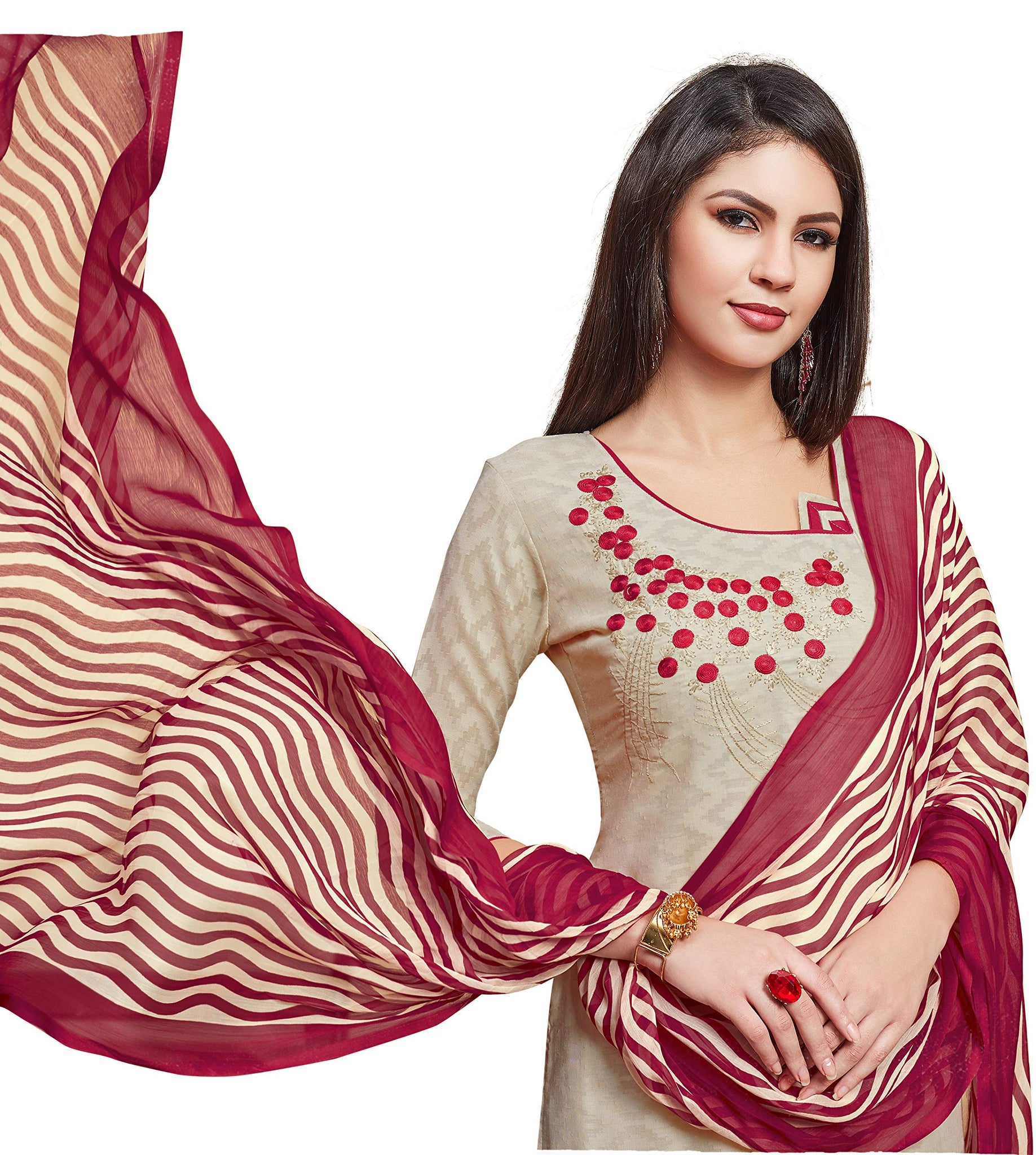 Anni Designer Women'S Dusty Color Cotton Blend Embroidered Printed Dupatta Churidar Dress Material(Divyanshi 2 2001 Gangour_Dusty_Free Size),Dusty,FS,Cotton Blend,Dress Material,