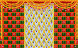 DHARA CREATION Decorative Flowers Backdrop Cloth For Pooja Decoration 8Ft X 5Ft, Ideal Pooja, Religious Ceremonies, And Home D