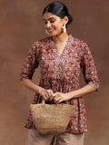 Libas Women'S Cotton Printed A-Line Kurti (29101Or_Rust Rust 2Xl
